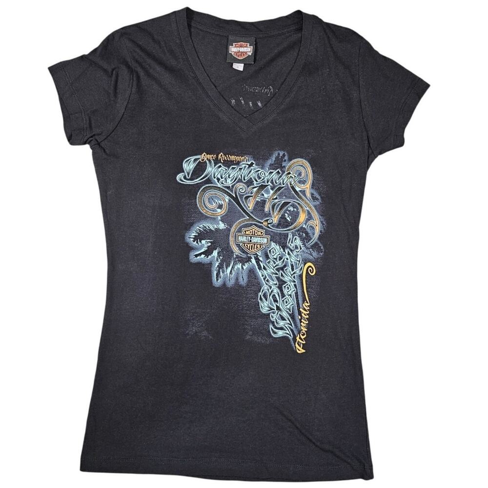 HARLEY-DAVIDSON WOMEN’S GRAPHIC TEE – SIZE M – 2011 FREE RUNNER DAYTONA EDITION